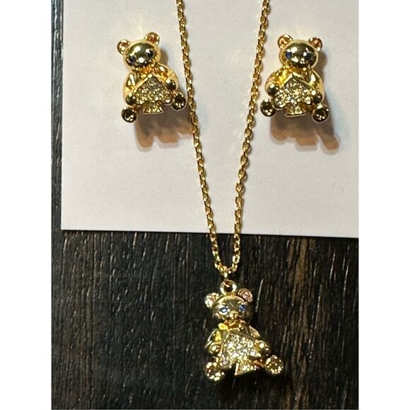 Kate Spade NWT necklace and earrings set - gold teddy bear - Picture 10 of 15